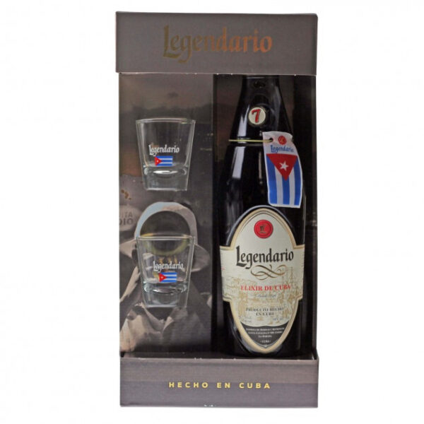 Legendario Elixir de Cuba Geschenkset mit 2 Gläsern 0,7 L 34% vol